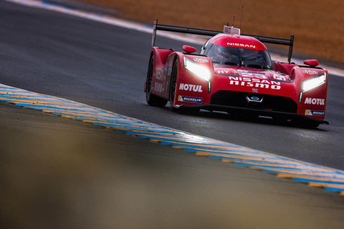 The Nissan GT-R LM NISMO in action at the Le Mans test day