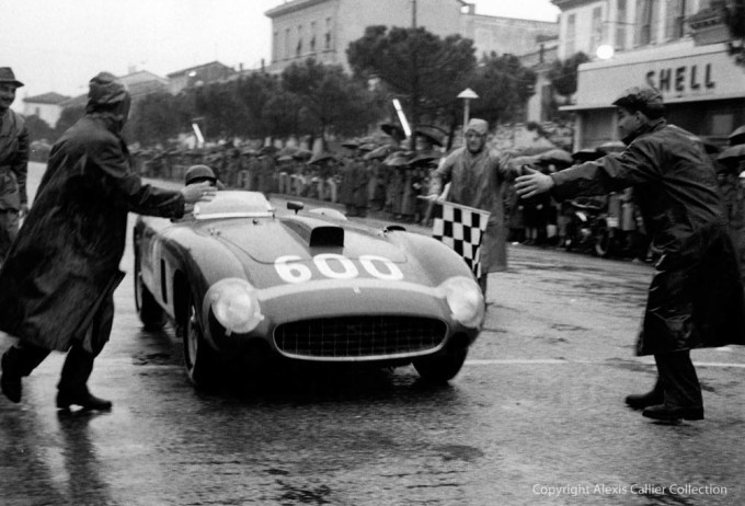 Juan Manuel Fangio completing the epic 1956 Mille Miglia
