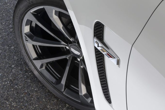 The After-Midnight dark finish wheels on the 2017 Cadillac CTS-V super sedan with Carbon Black sport package. The Carbon Black sport package for 2017 features the first-ever Black Chrome grille for V-Series models and the first-ever RECARO front seats for Cadillac ATS Sedan and Coupe models among additional exterior and interior appointments.