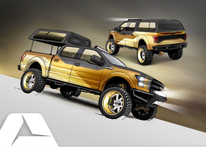 The 2016 Gold Standard Ford F-150 Project Truck built by A.R.E. Accessories brings great products from across the industry together on one build. The custom paint job reflects a rich brilliance while the A.R.E. CX Series cap with the TopperEZLift system protects technology like TV’s, a storage system and charging station located in the bed of the truck. This truck is built up from bumper to bumper to show off medal-worthy products on the gold standard truck – the 2016 Ford F-150.