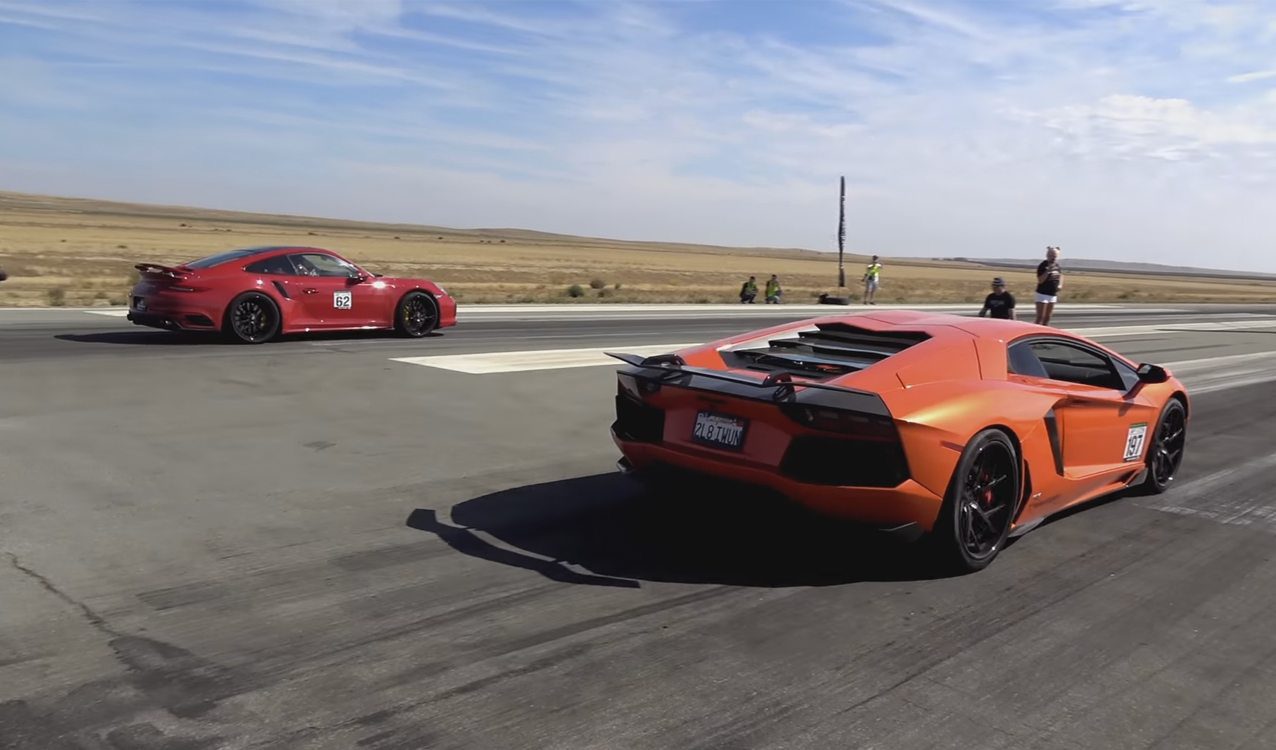 Insanely Close Race Between Lamborghini Aventador and ...