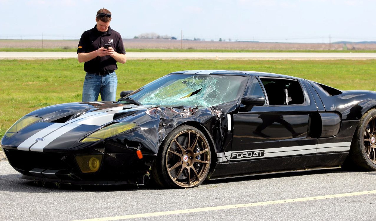 Ford GT Spins Out and Crashes Shooting for 200 mph