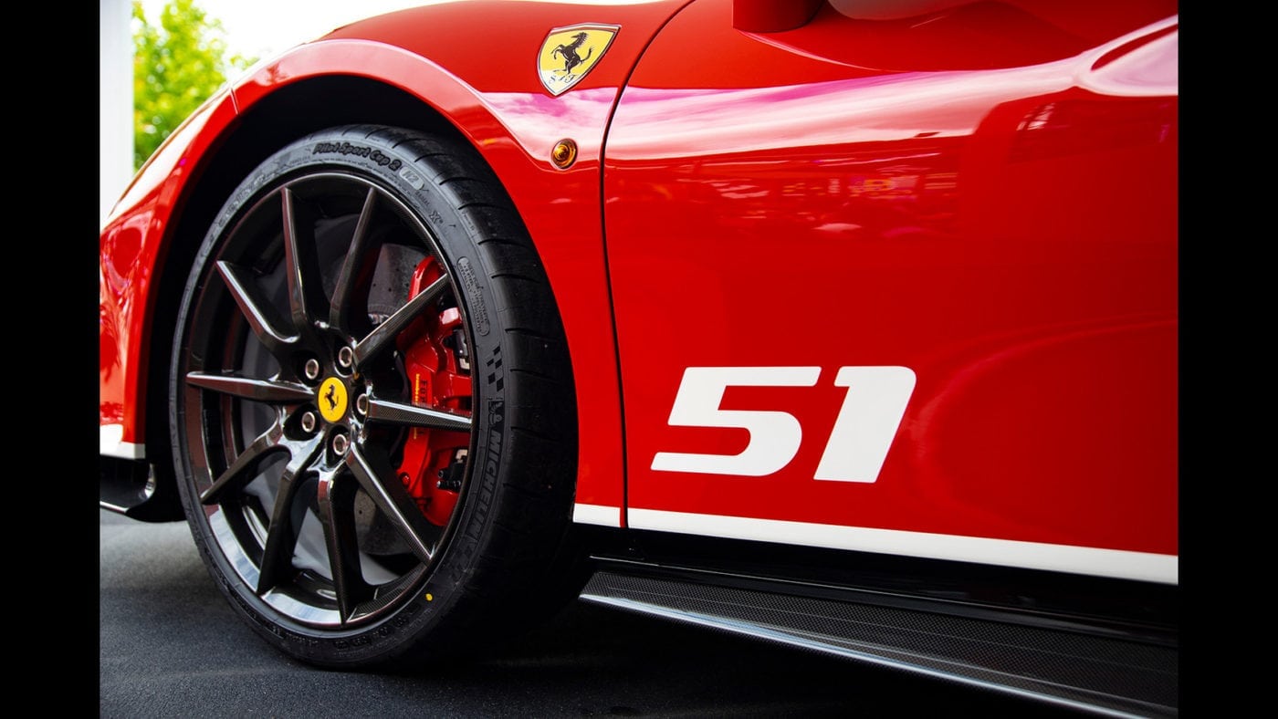 One-piece carbon fiber wheels made their debut on the Ferrari 488 Pista.