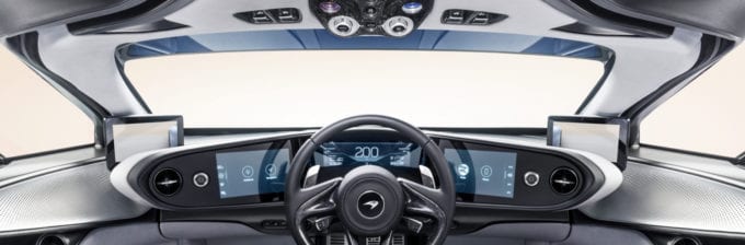 The view from the driver's seat of a McLaren Speedtail.