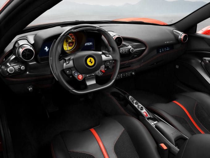 Many interior cues of the Ferrari F8 Tributo come from its bigger siblings.
