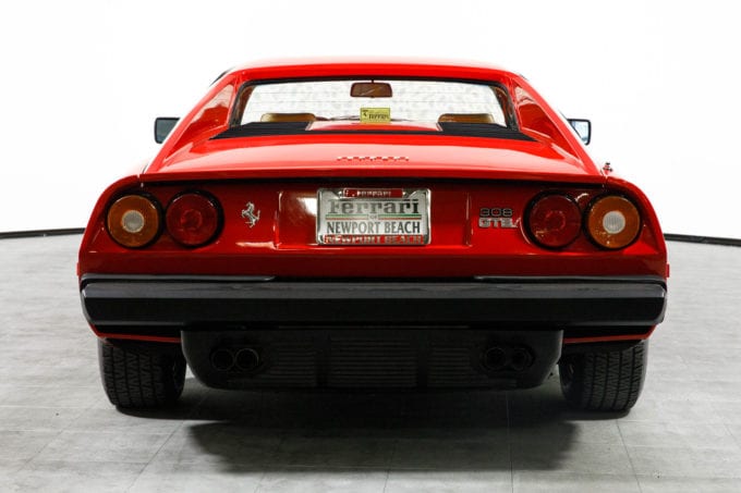 The vertical rear window gives the Ferrari 308 great visibility 