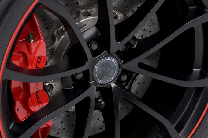 Massive brakes are standard equipment on the C6 Corvette Z06.