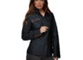 Womens Sento Indigo Leather Jacket Clear Background