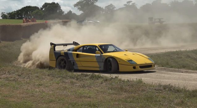 Insane Ferrari F40 Drifts Around Dirt Course