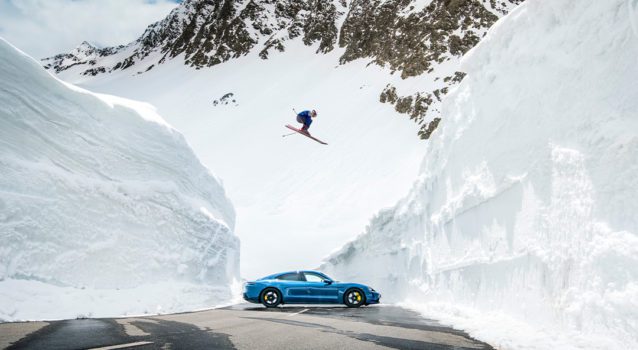 Porsche Re-Creates An Iconic Ski Jump With The All-Electric Taycan