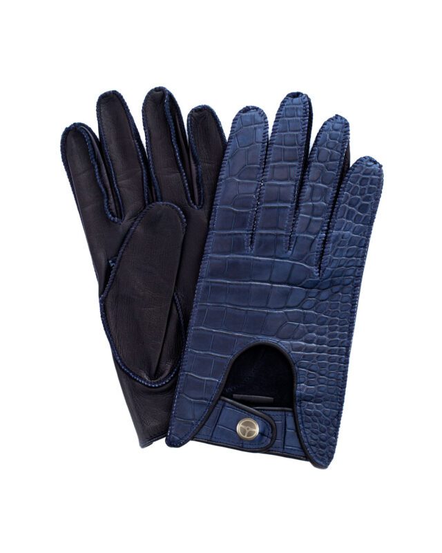 the outlierman crocodile leather driving gloves blue 1