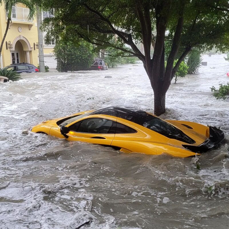 McLaren P1 Floats Out Of Garage During Flood Caused By Hurrican Ian